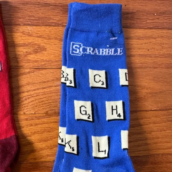 Scrabble Novelty Crew Socks - Red and Blue - Picture 3 of 4